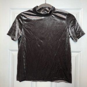 ZARA Mock Neck Light Purple Velvet Top